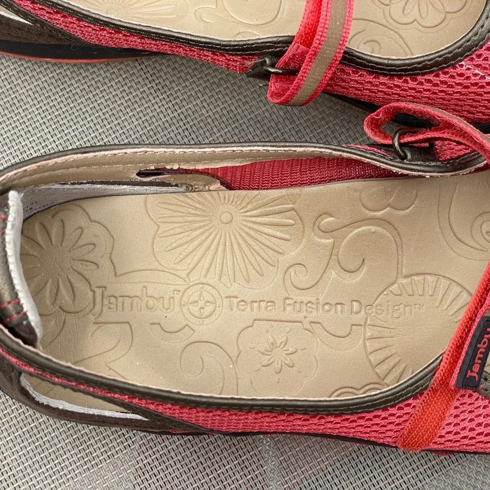 Jambu Eclipse Red Brown Mesh Mary Jane Flats Comfort Shoes Womens 8M